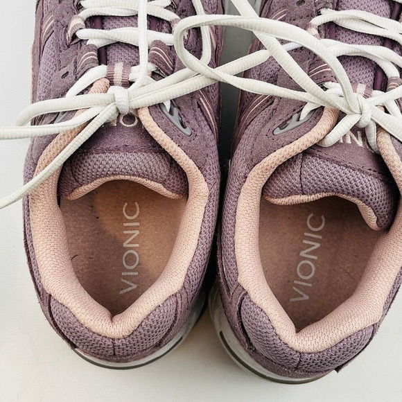 Womens 7.5 Vionic Walker Mauve Suede Athletic Walking Shoe Lace Up Sneakers - Picture 8 of 10